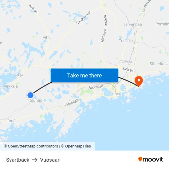 Svartback to Vuosaari map