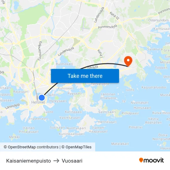Kaisaniemi Park to Vuosaari map