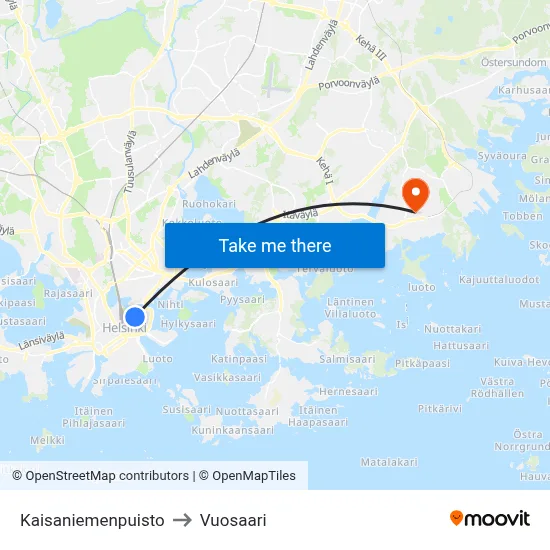 Kaisaniemi Park to Vuosaari map