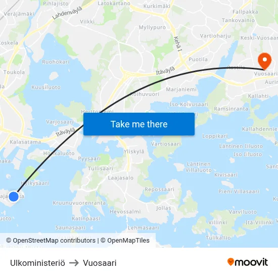 Ulkoministeriö to Vuosaari map