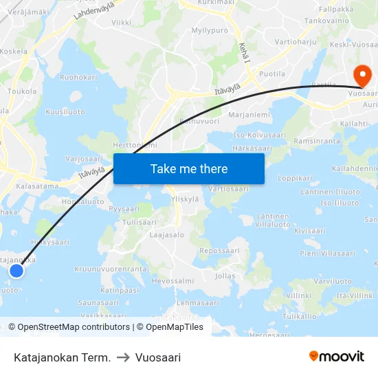 Katajanokka Terminal to Vuosaari map