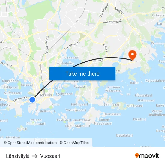 Länsiväylä to Vuosaari map