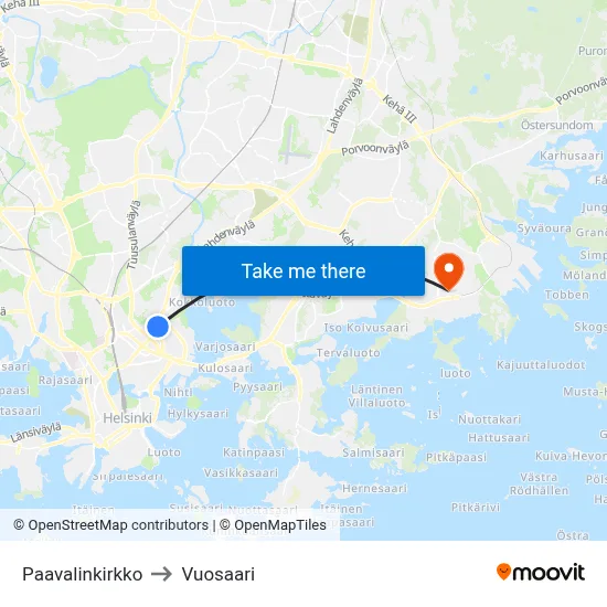 St. Paul's Church to Vuosaari map