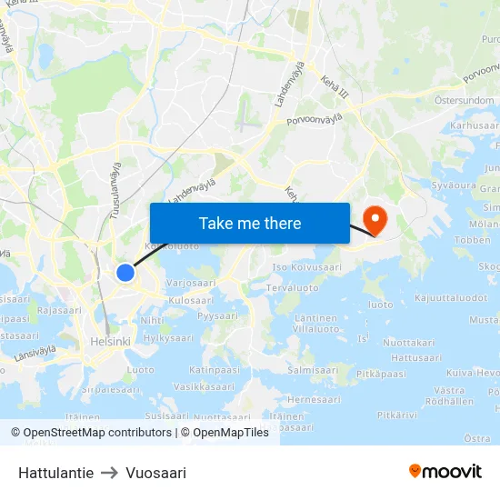 Hattula Road to Vuosaari map