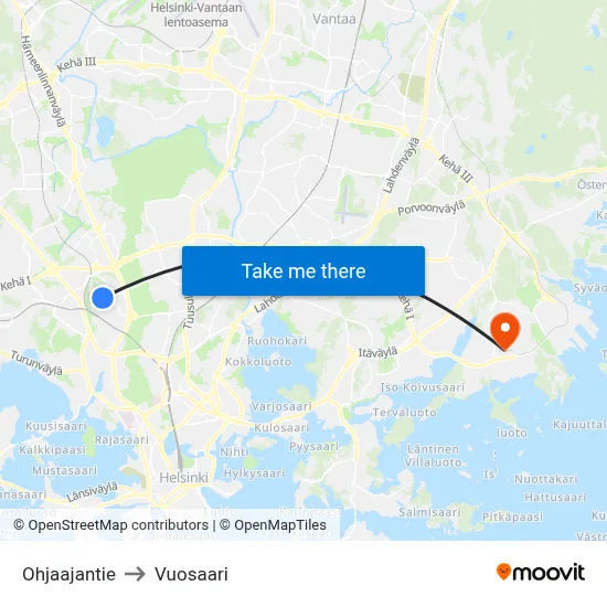 Ohjaajantie to Vuosaari map