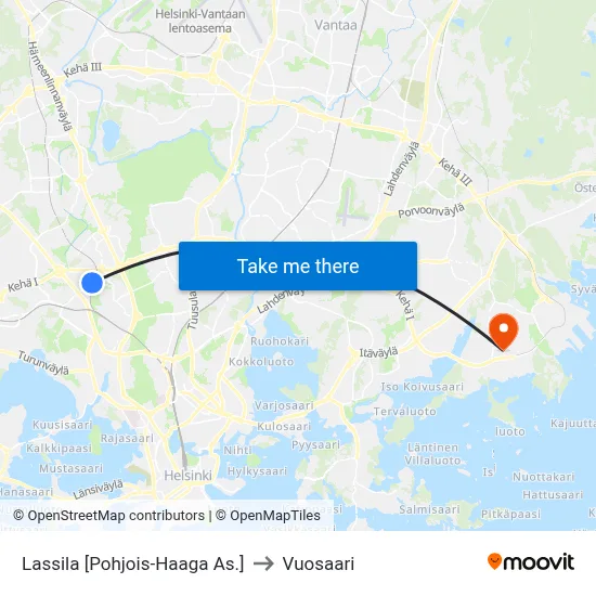 Lassila [Pohjois-Haaga As.] to Vuosaari map