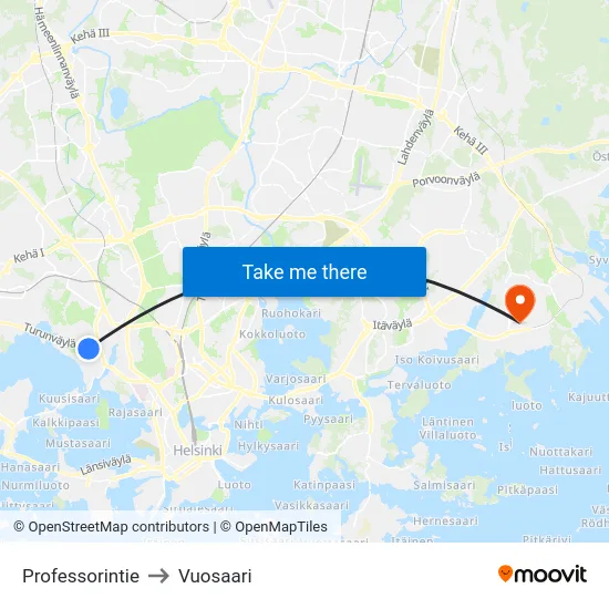 Professorintie to Vuosaari map