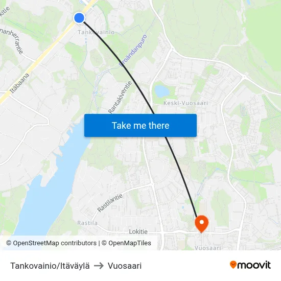 Tankovainio/East Way to Vuosaari map