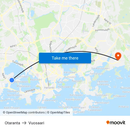 Otaranta to Vuosaari map