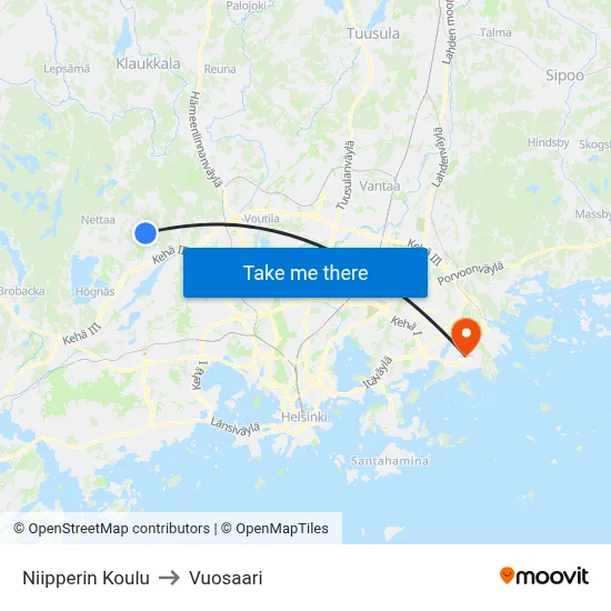 Niipperi School to Vuosaari map