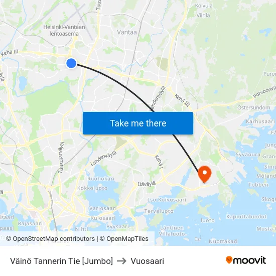 Väinö Tannerin Tie  [Jumbo] to Vuosaari map