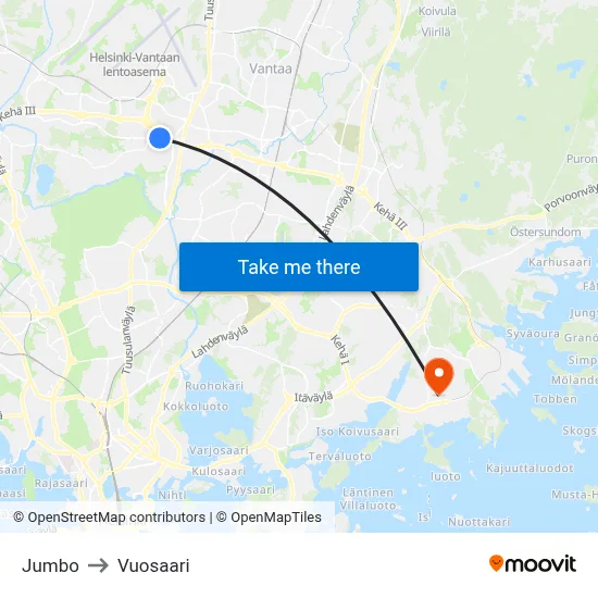 Jumbo 🛍️ to Vuosaari map