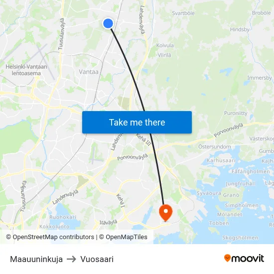 Maauuni Lane to Vuosaari map