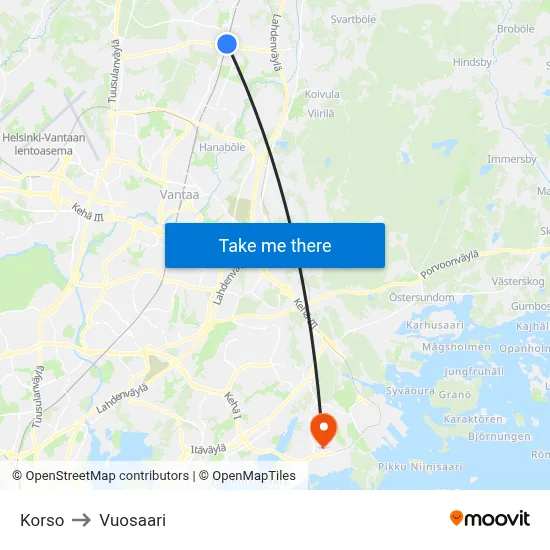 Korso to Vuosaari map