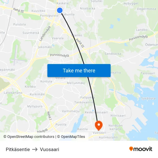 Pitkänen Road to Vuosaari map