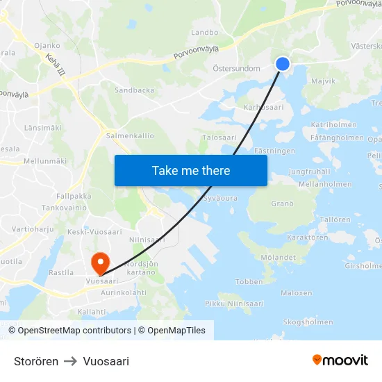 Storören to Vuosaari map