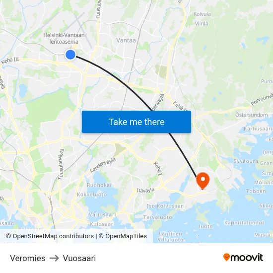 Veromies to Vuosaari map
