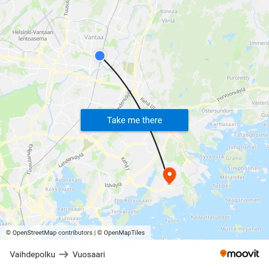 Vaihdepolku to Vuosaari map