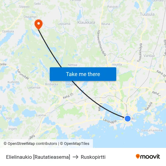 Elielinaukio [Rautatieasema] to Ruskopirtti map