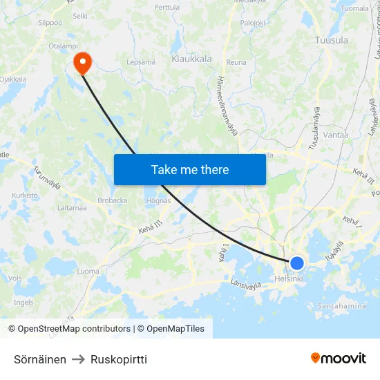Sörnäinen to Ruskopirtti map