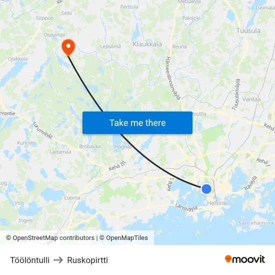 Töölöntulli to Ruskopirtti map