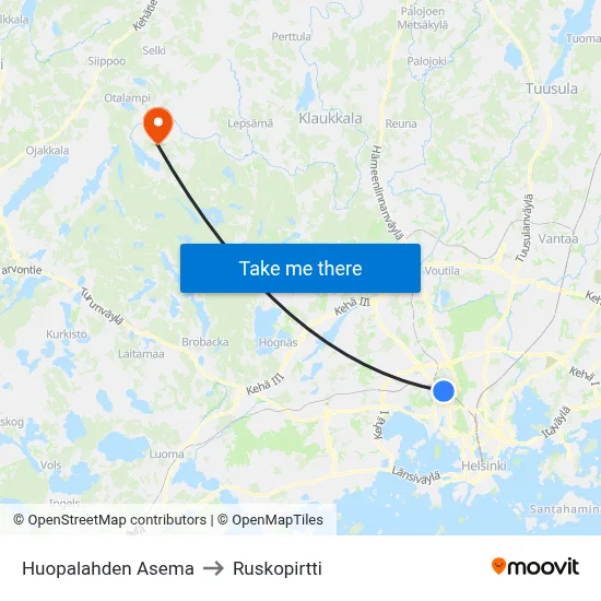 Huopalahden Asema to Ruskopirtti map