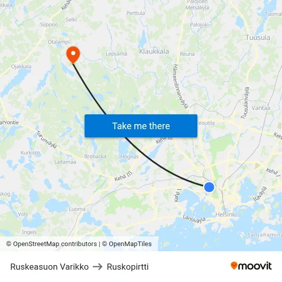 Ruskeasuon Varikko to Ruskopirtti map