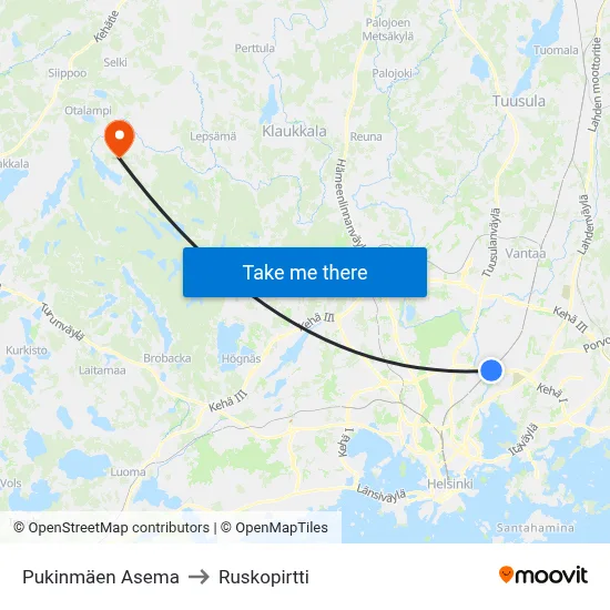 Pukinmäen Asema to Ruskopirtti map