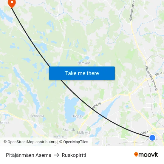 Pitäjänmäen Asema to Ruskopirtti map