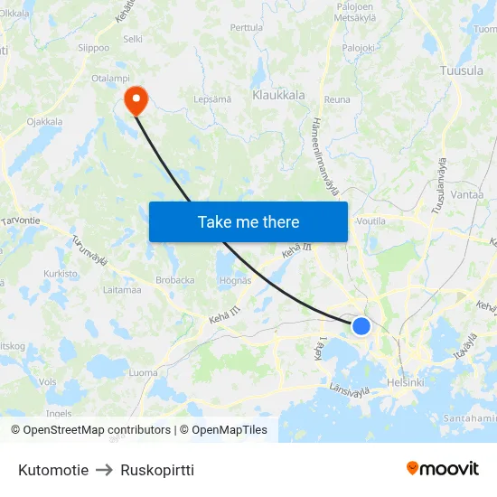 Kutomotie to Ruskopirtti map