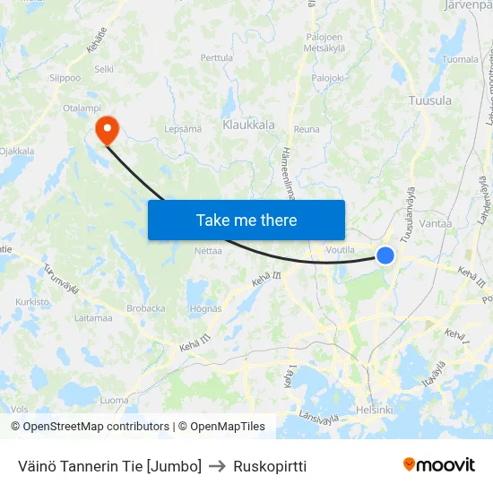 Väinö Tannerin Tie [Jumbo] to Ruskopirtti map