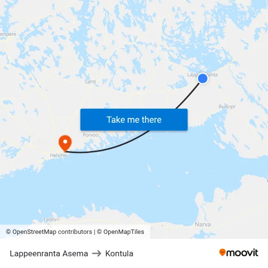 Lappeenranta Asema to Kontula map
