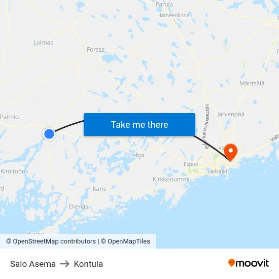 Salo Asema to Kontula map