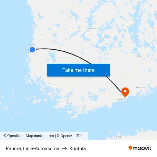 Rauma Bus Station to Kontula map