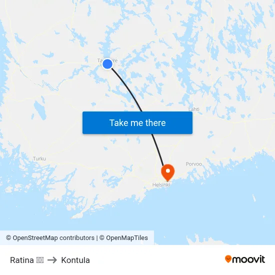 Ratina 🚏🛍️ to Kontula map