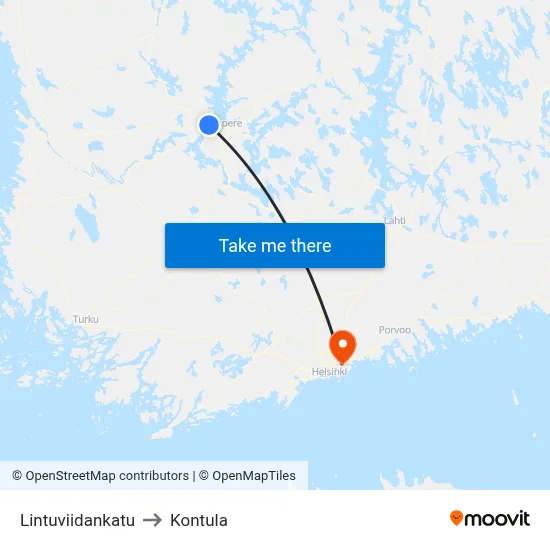 Lintuviidankatu to Kontula map