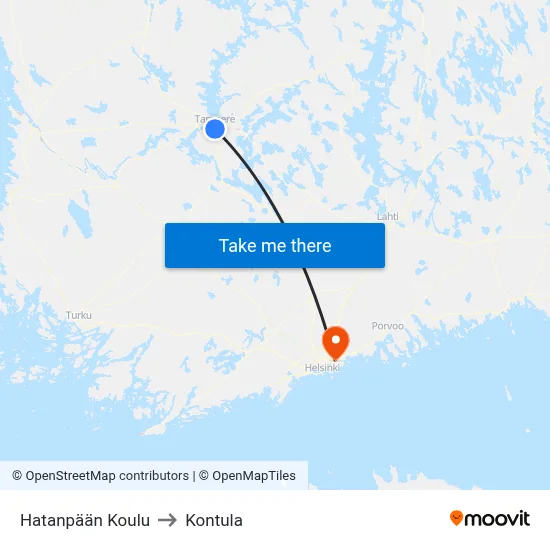 Hatanpää School to Kontula map