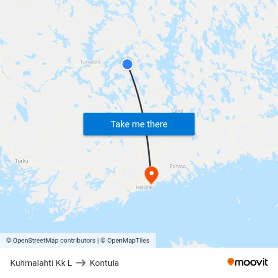 Kuhmalahti Church West to Kontula map