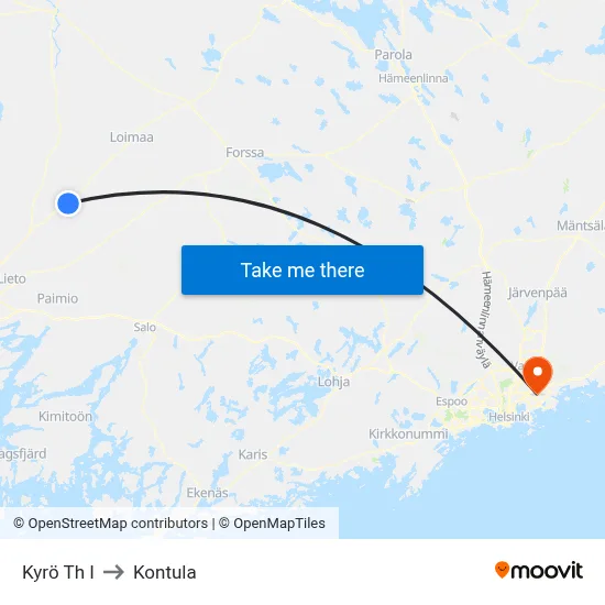 Kyro Stop E to Kontula map