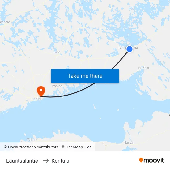 Lauritsalantie East to Kontula map