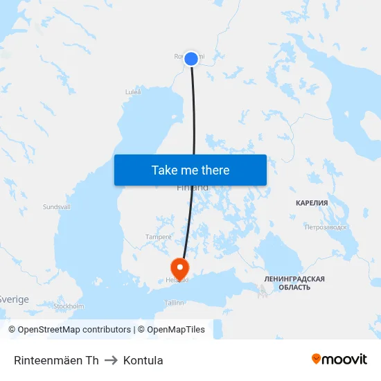 Rinteenmaki Junction to Kontula map