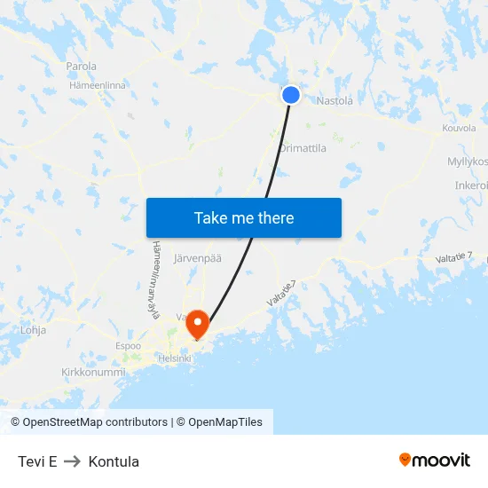 Tevi E to Kontula map