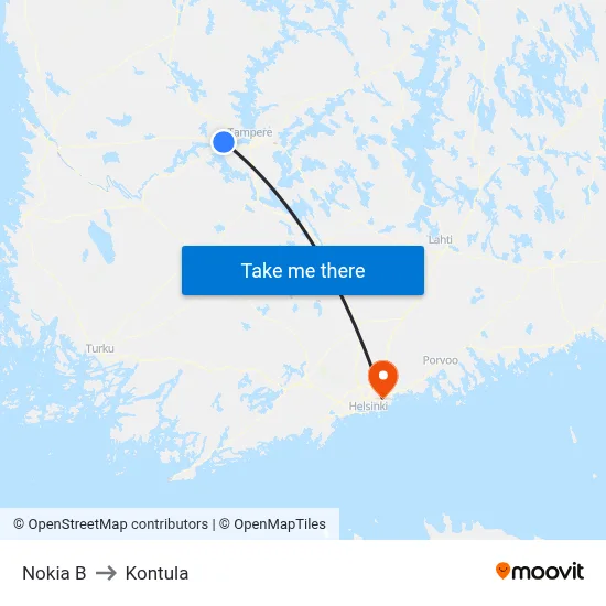 Nokia B to Kontula map