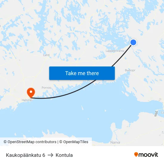 Kaukopäänkatu 6 to Kontula map