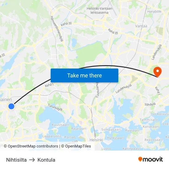 Nihtisilta to Kontula map