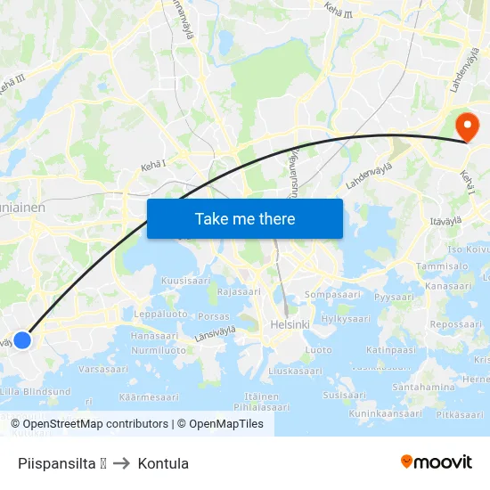 Piispansilta 🛍️ to Kontula map