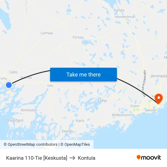 Kaarina 110-Tie [Keskusta] to Kontula map