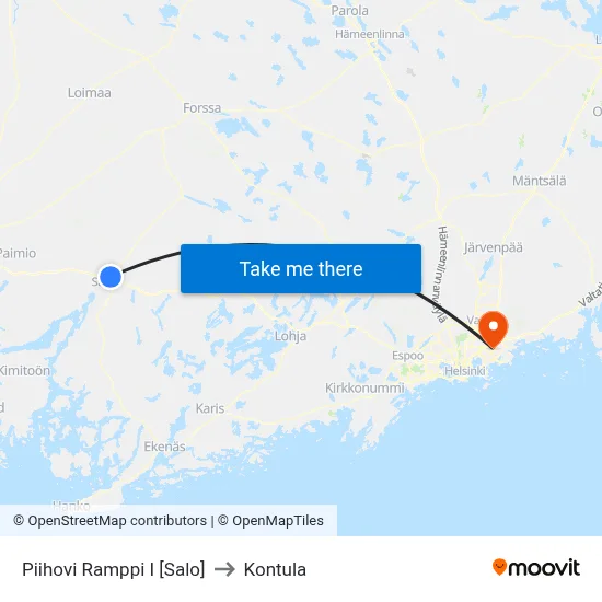 Piihovi Ramppi I [Salo] to Kontula map
