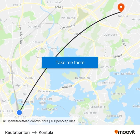 Railway Square to Kontula map