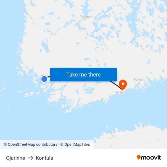 Ojarinne to Kontula map